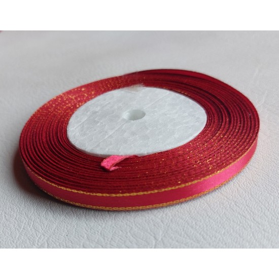 Лента атласная с люрексом 0,6 см*25 ярдов цв. малиновый, цена за катушку